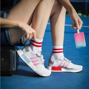 Women's Adidas NMD R1 White True Pink Hologram 'I Love Dance'